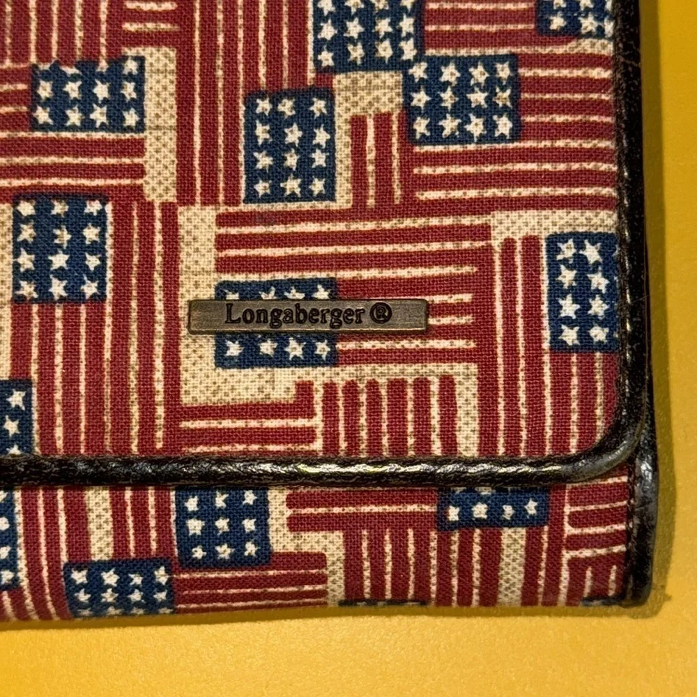 Longaberger Homestead Americana USA Flag Shoulder Tote Bag & Wallet Matching Set